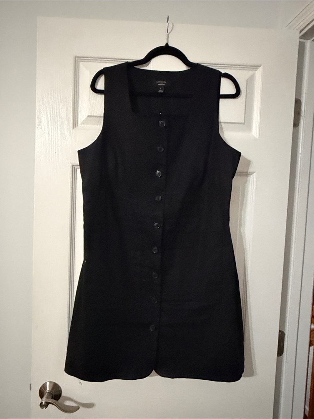 Banana Republic Linen Classic Black Sleeveless Button-Front Dress